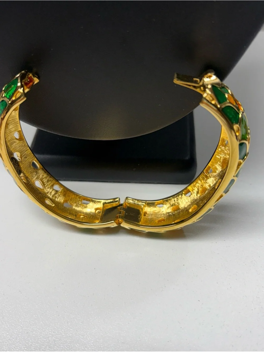 Joan Rivers Gold Tone Enamel Ring with Green and Pink Accents